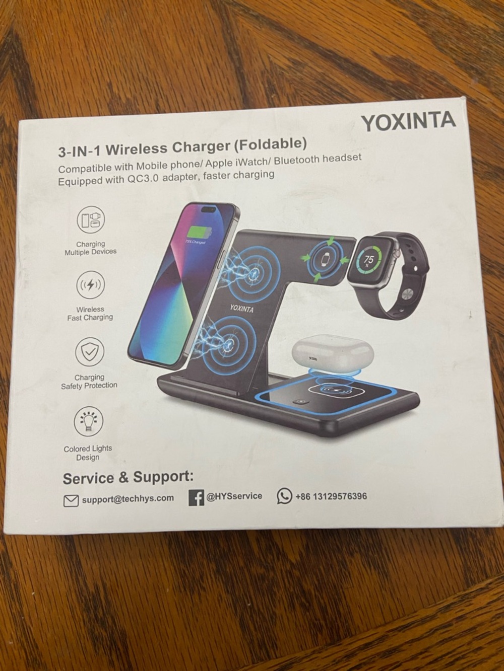 YOXINTA 3-in-1 Foldable Wireless Charger - white